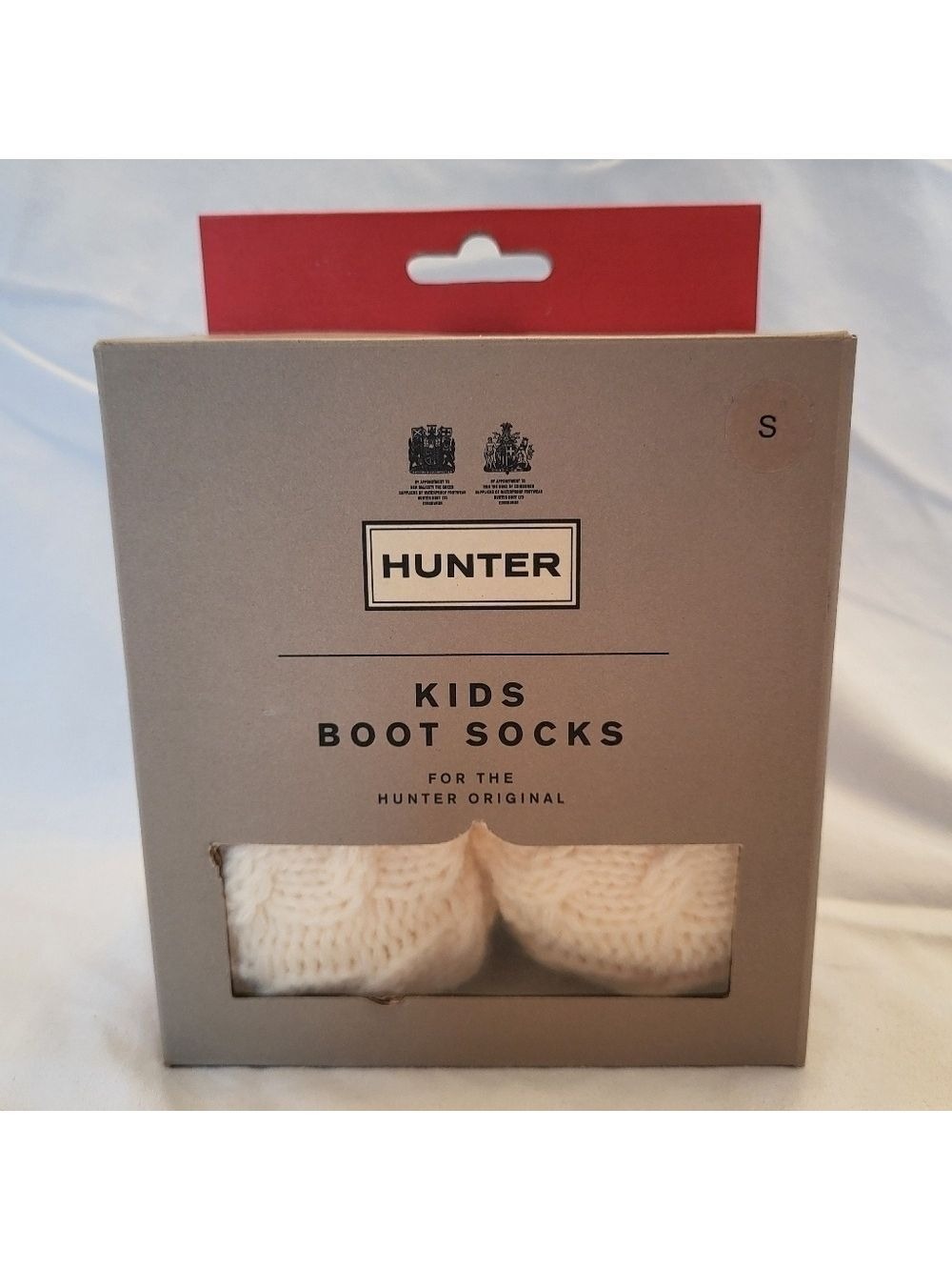 NIB Hunter Kids Boot Socks, Hunter White, 6 Stitch Cable, Size S